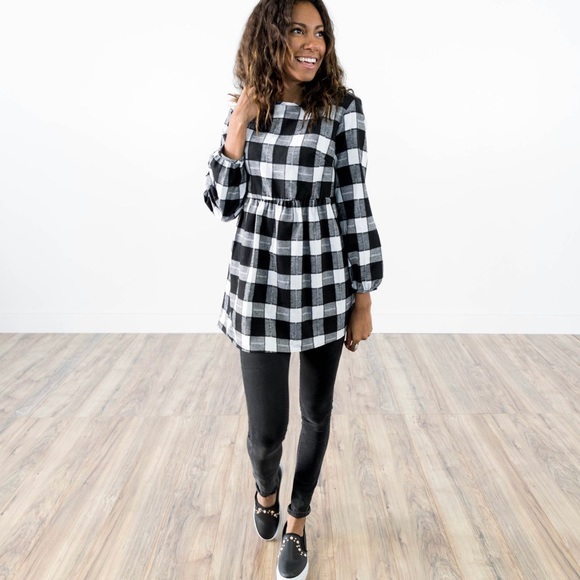 Stevie Hender Tops - ❌SOLD❌ NWT Stevie Hender Black Plaid Top